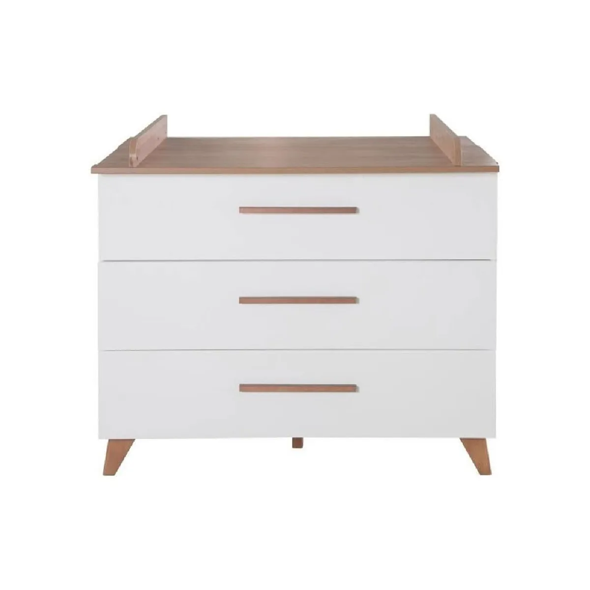 ROBA 7-67987- Commode &agrave; langer 3 tiroirs Ch&ecirc;ne fonc&eacute;/Blanc