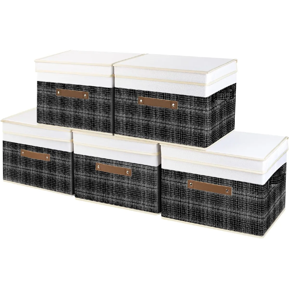 Vendos85 Beige Set 5 Boîtes De Rangement Pliables