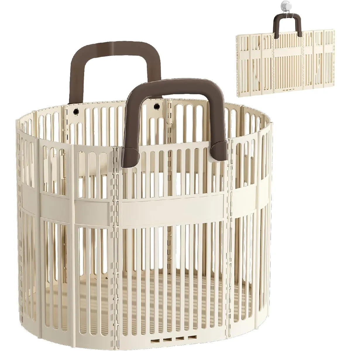 Vendos85 Beige Panier À Linge Pliable