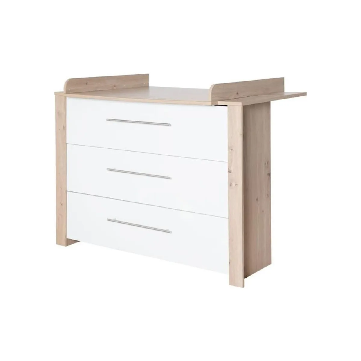 ROBA M00055088 Commode &agrave; langer 3 tiroirs Ch&ecirc;ne clair/Blanc