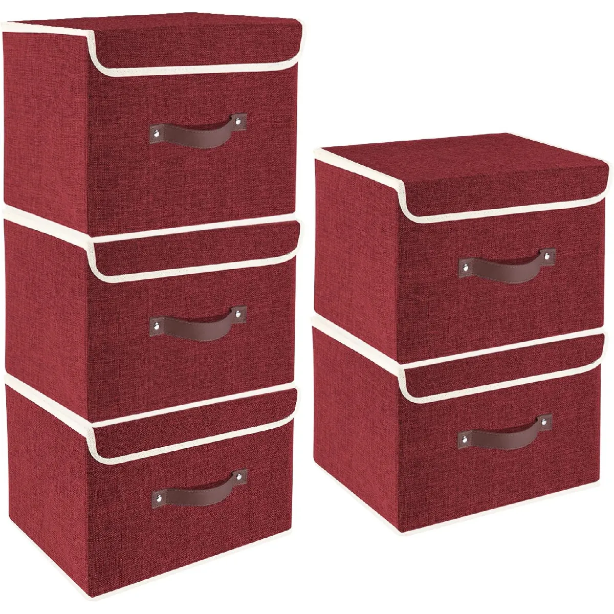 Vendos85 Rouge Set 5 Boîtes De Rangement