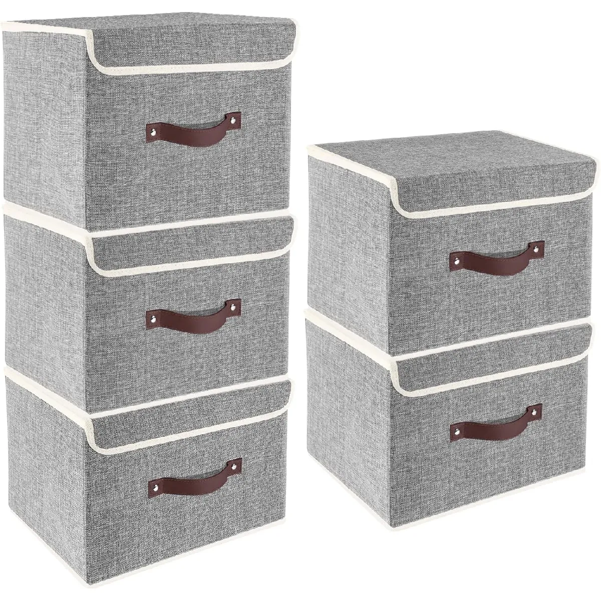 Vendos85 Gris Set 5 Boîtes De Rangement - Foncé