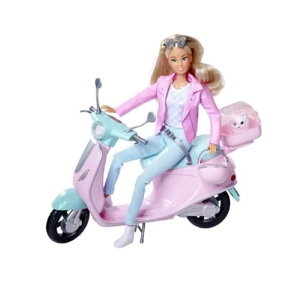 Smoby Poupée mannequin Steffi Love 29 cm avec scooter 27 cm, chien et accessoires Pastel - vue 2