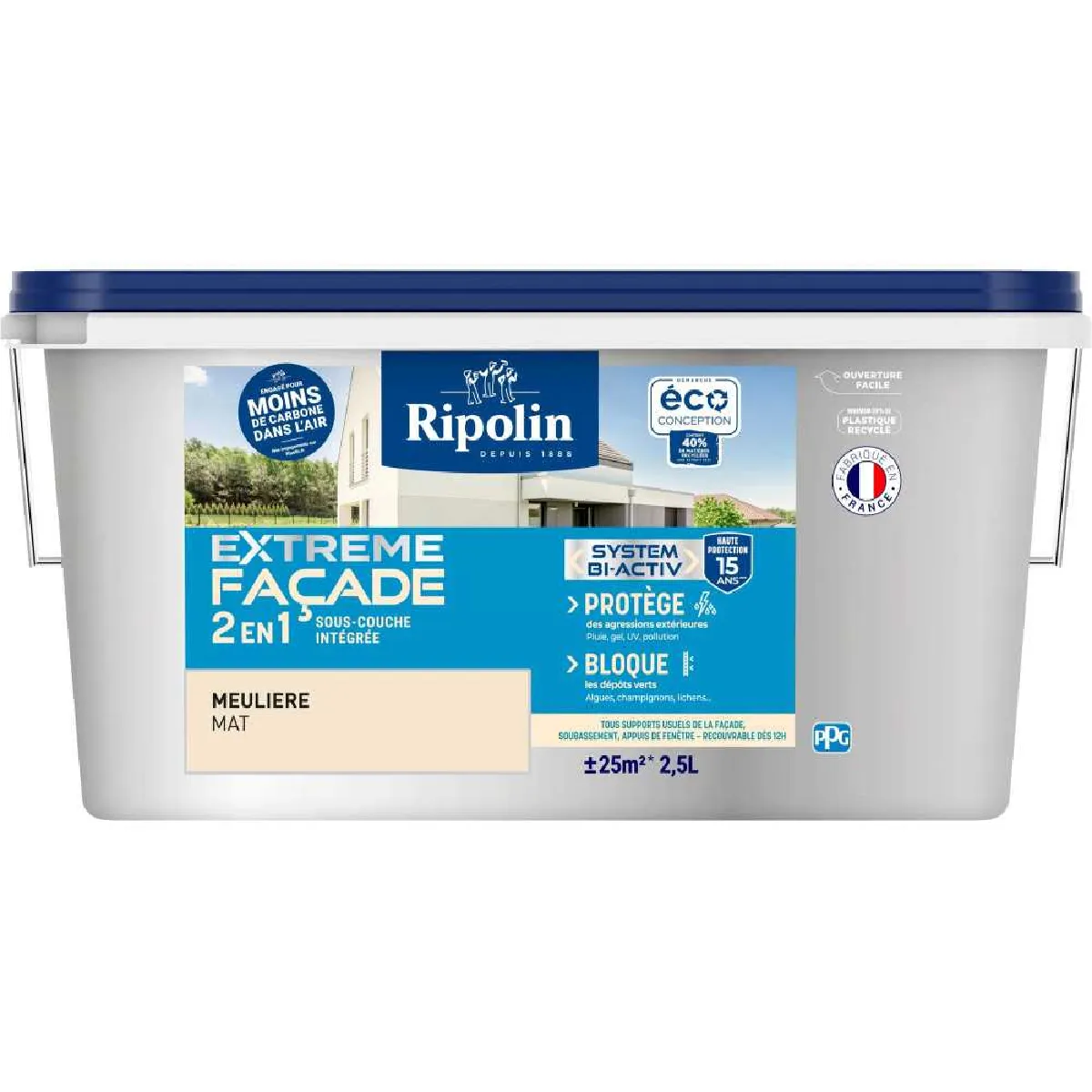 Ripolin Peinture façade universelle RIPOLIN Extrême 2 en 1 sous-couche intégrée mat meulière 25L