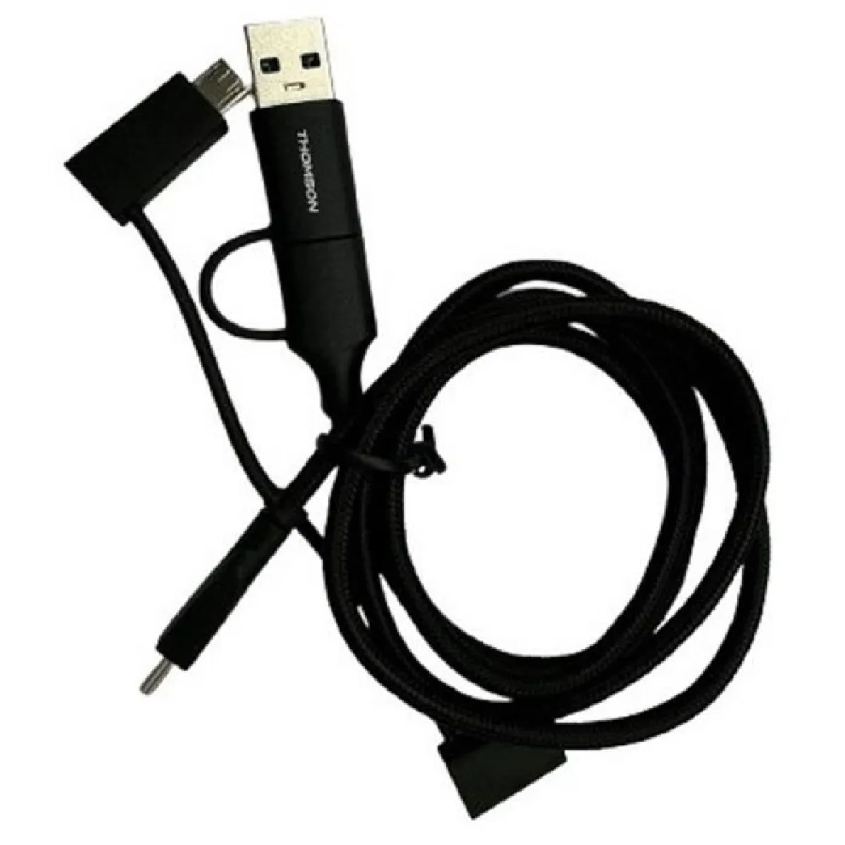 Triple câble de charge & donnees THOMSON USB A + USB C vers micro USB / Iphone/ USB C Longueur 1.5 - vue 2