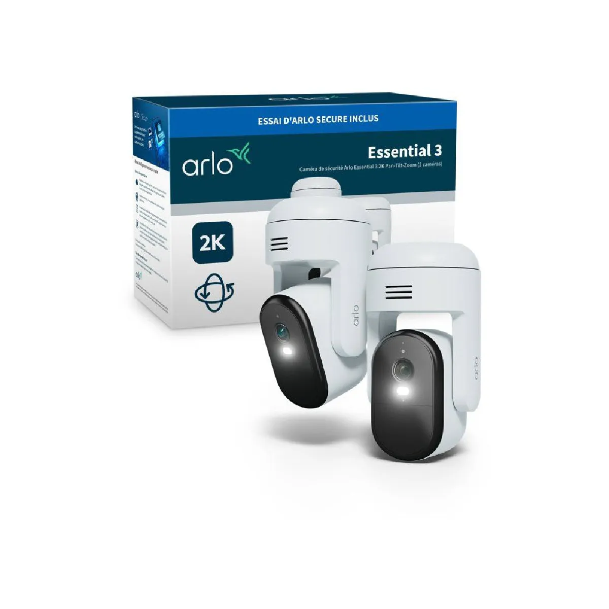Arlo Essential 3 - Kit 2 caméras extérieures 2K - Blanc
