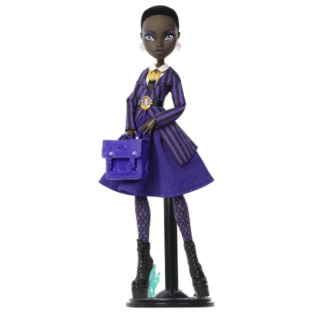 Monster High x Mercredi Bianca Barclay Poupée à Collectionner en Uniforme de pensionnaire de Nevermore avec amulette de sirène Sac à Dos et Socle pour poupée JDR71 - vue 2