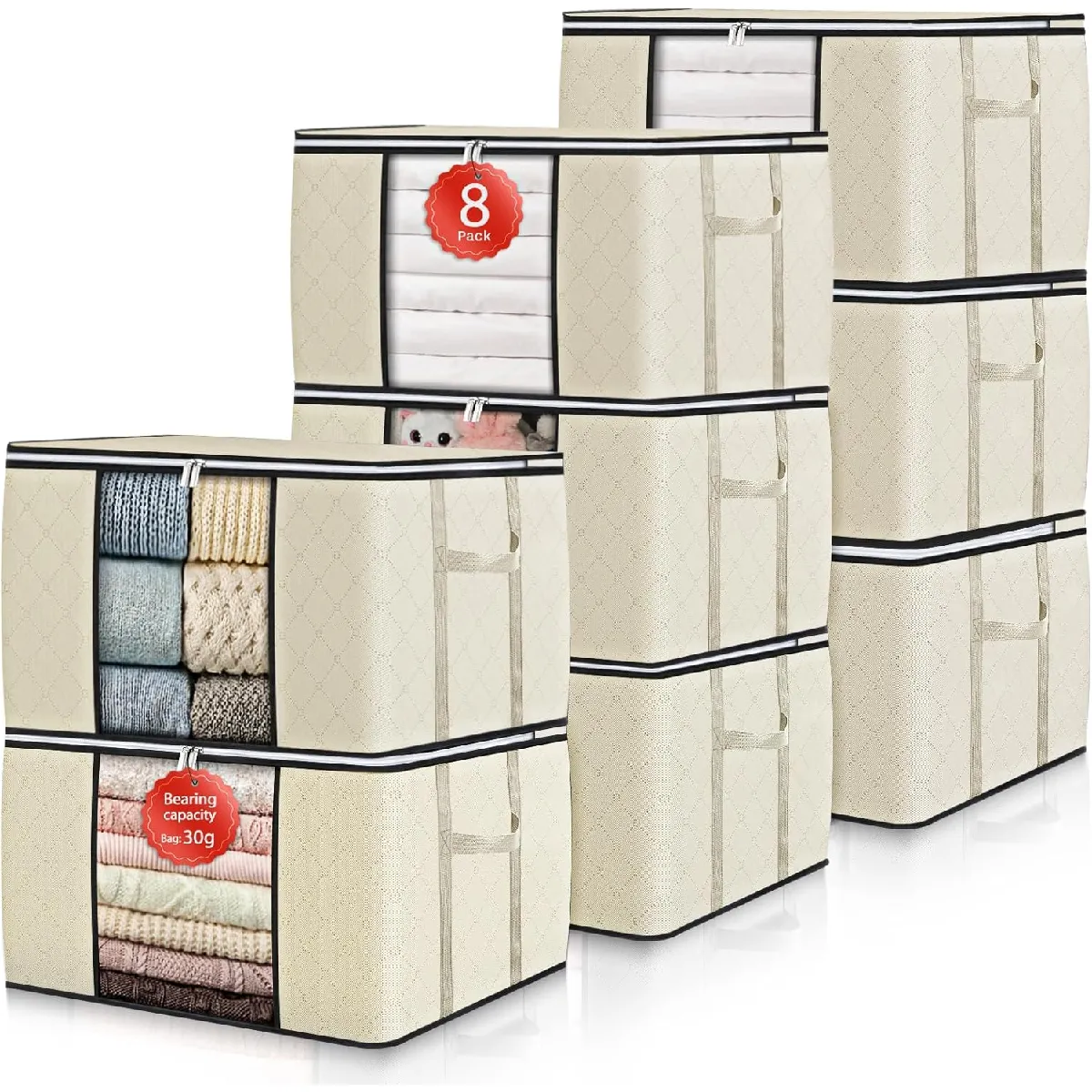 Vendos85 Beige Set 8 Boîtes Sous Lit