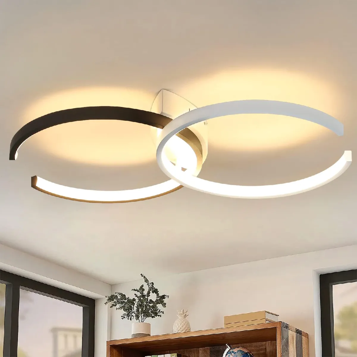 Nettlife Plafonnier LED rond - Noir