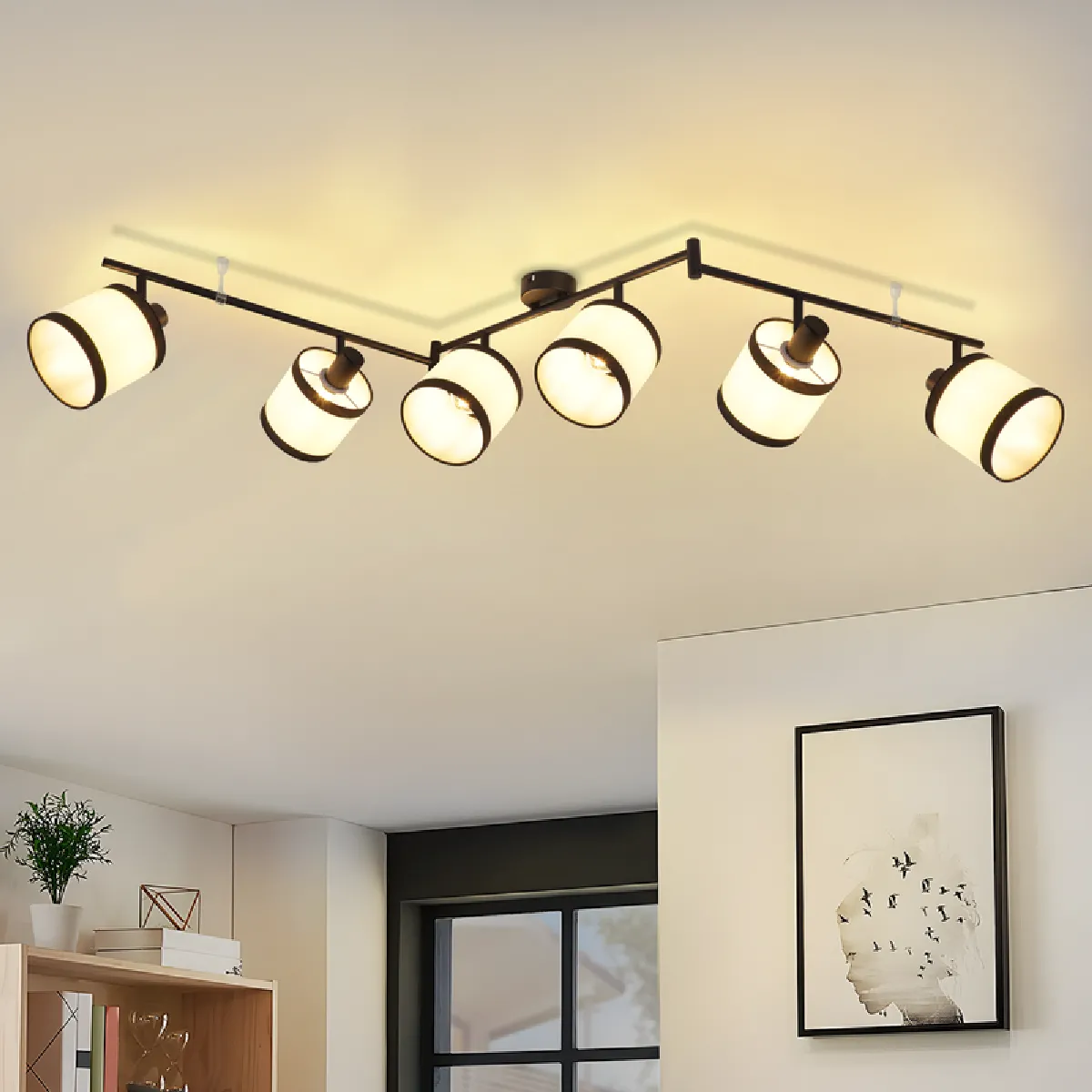 Nettlife Spot de plafond 6 lampes - Noir