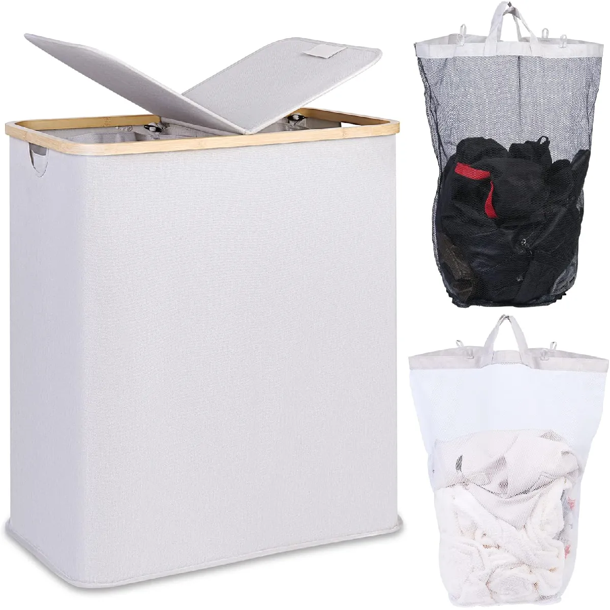 Vendos85 Gris/Clair Panier À Linge Double