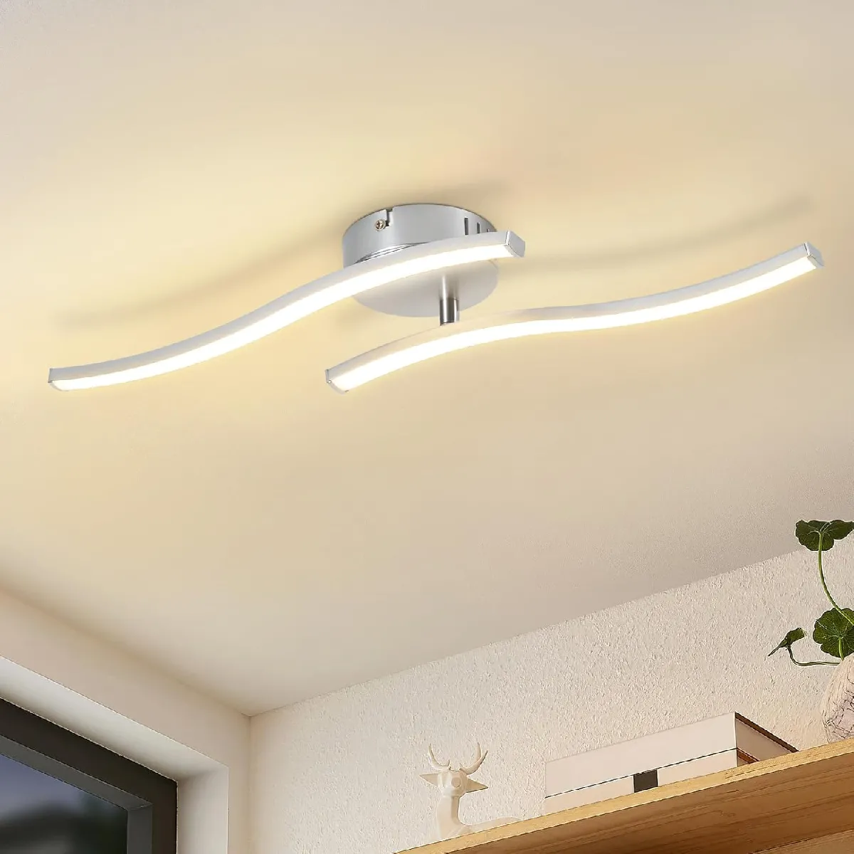 Nettlife Plafonnier LED design vague - Argent
