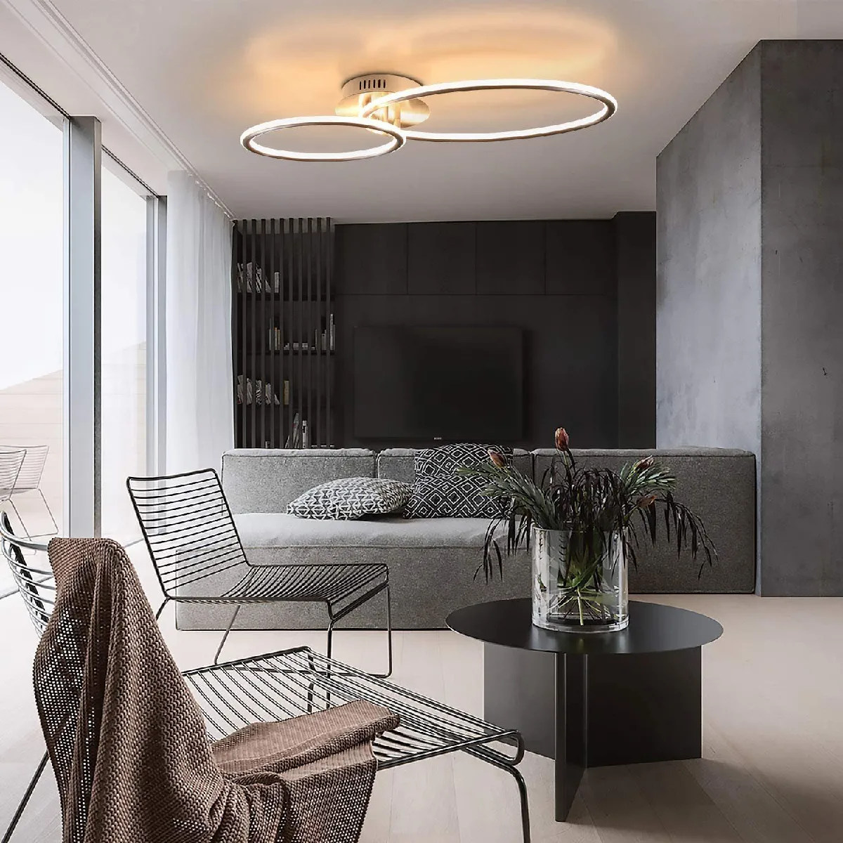 Nettlife Plafonnier LED rond - Argent