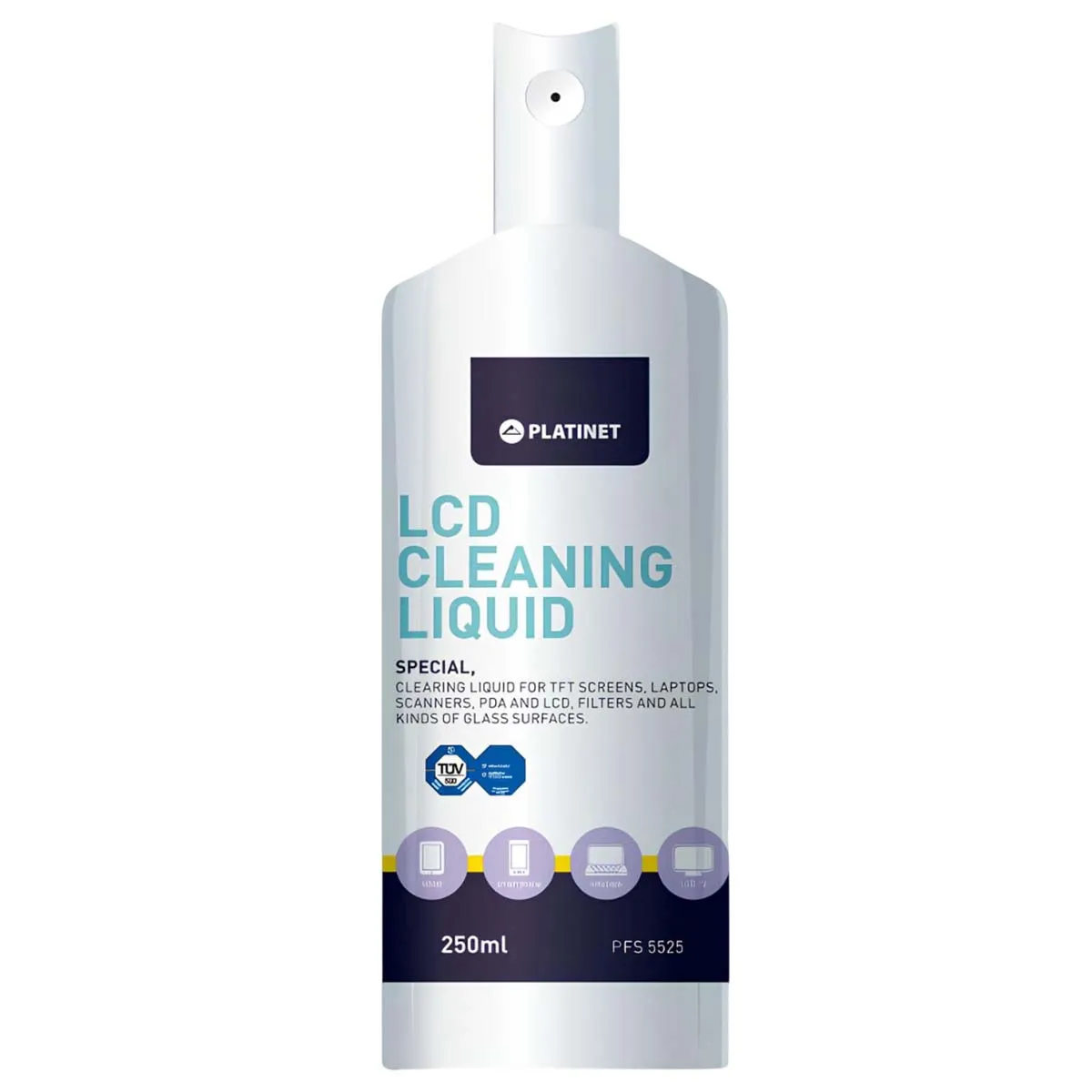 Platinet Blanc Spray Liquide Nettoyant Pour Ecrans 250 Ml Universel