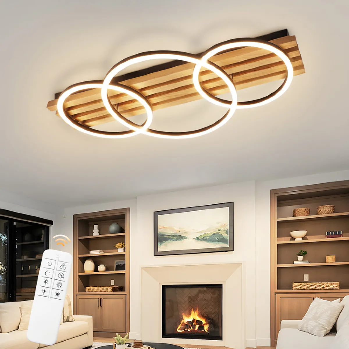 Nettlife Plafonnier LED rond - Brun