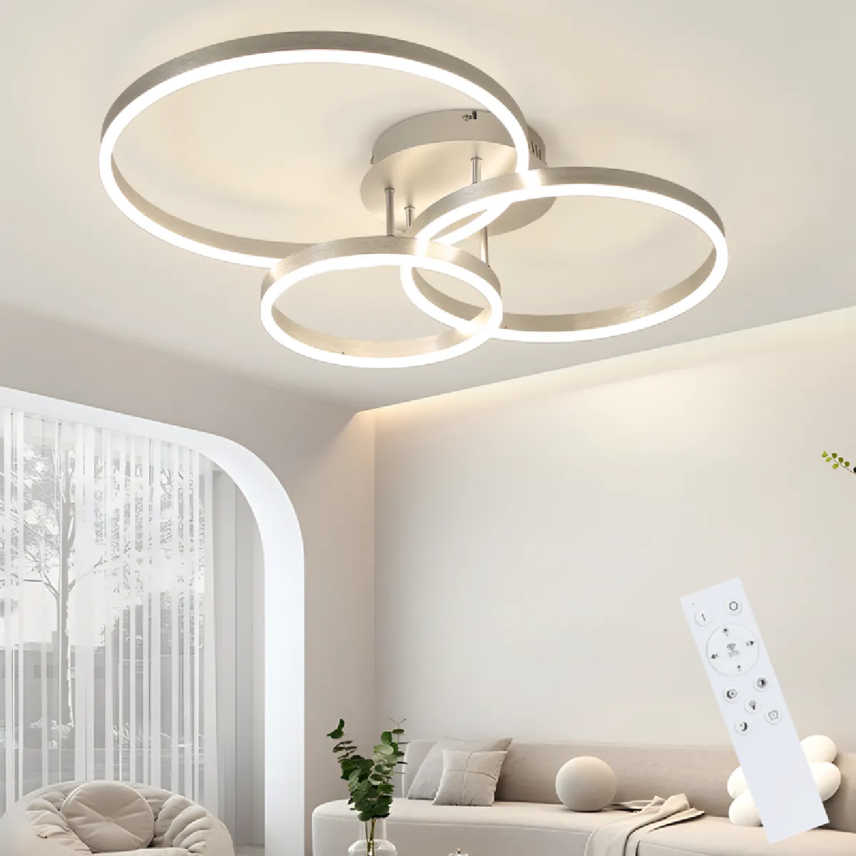 Nettlife plafonnier LED rond - Argent