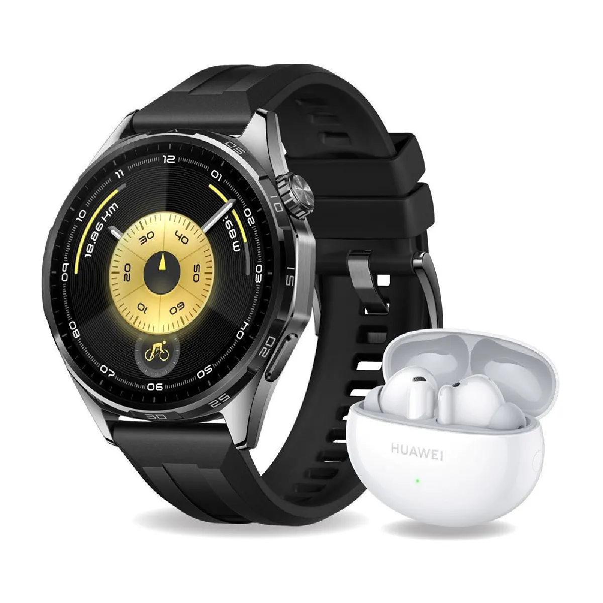 Pack Montre connectée Huawei Watch GT6 46 mm Bluetooth avec bracelet fluoroélastomère + Ecouteurs FreeBuds 6i - vue 5