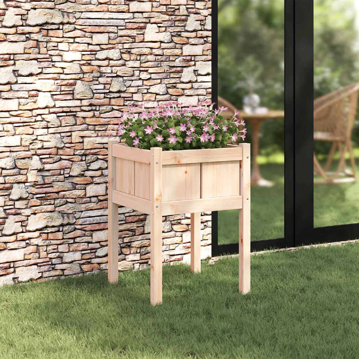 vidaXL Cache pot de jardin Nature 50 x 50 x 70 cm Bois de pin massif