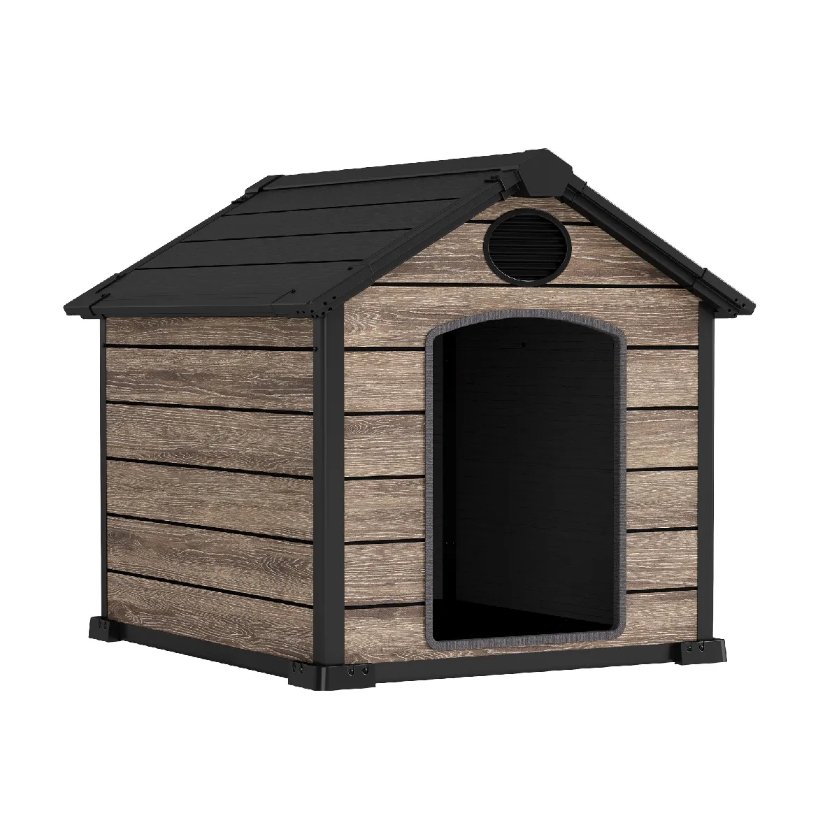 Hoggar – Niche pour chiens extérieur Oak O10 – 102x115x100 cm – Sol inclus – 2 aérateurs de ventilation – Protection UV et imperméable – Effet bois – Maison d’intérieur en résine pour animaux