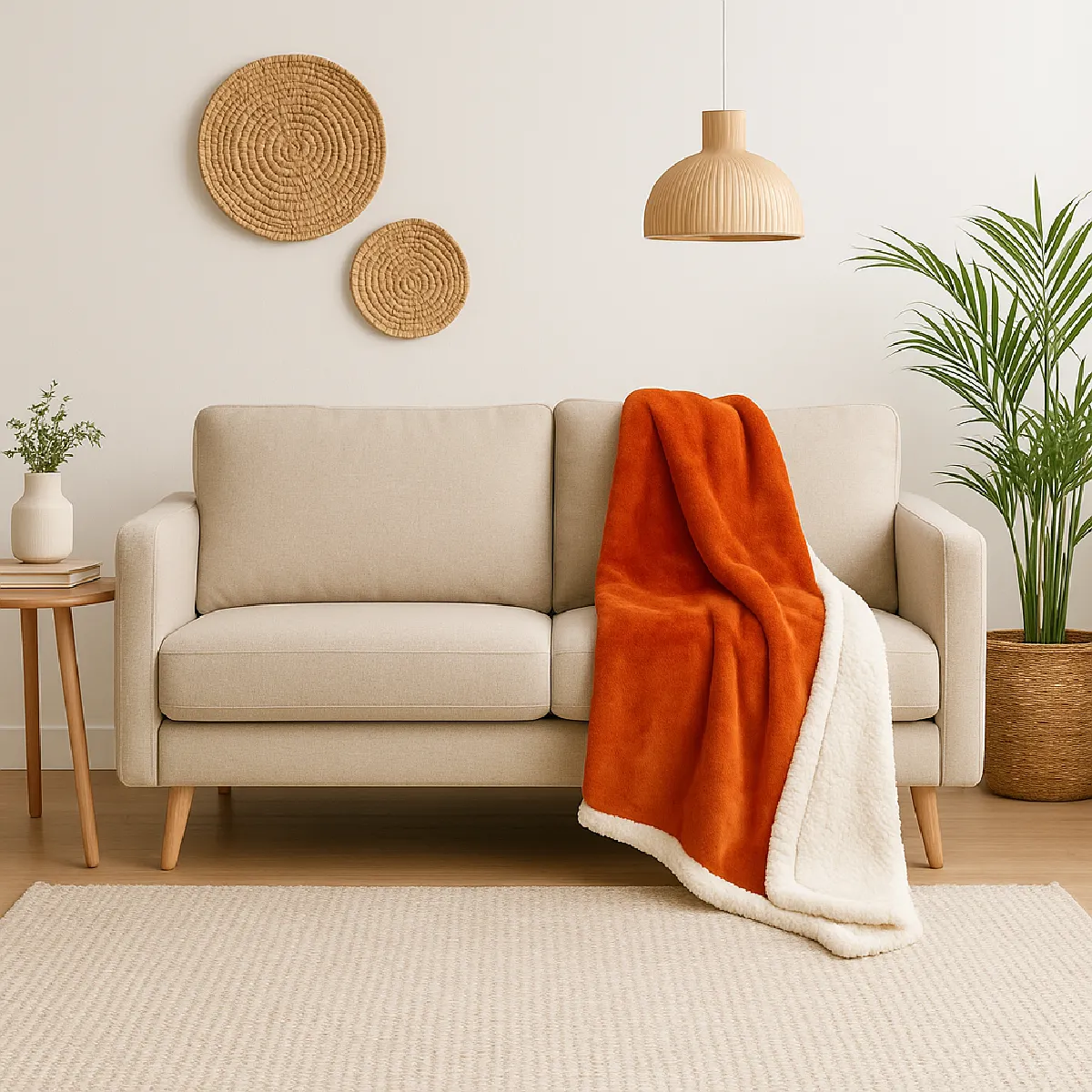 Grande Couverture Polaire MIULEE Velours Côté Canapé – Vieux Rose Avec Pompons (150x200cm)