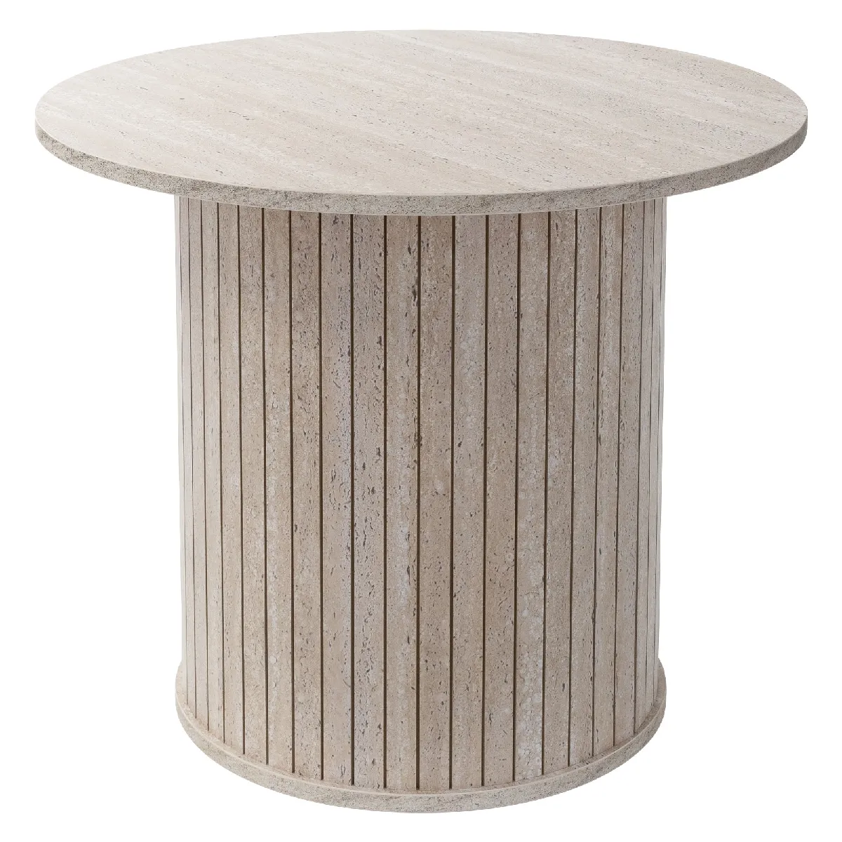 Meilleurs prix pour Table basse ronde Ø60x50cm plateau dépassant aspect pierre beige pour café/thé