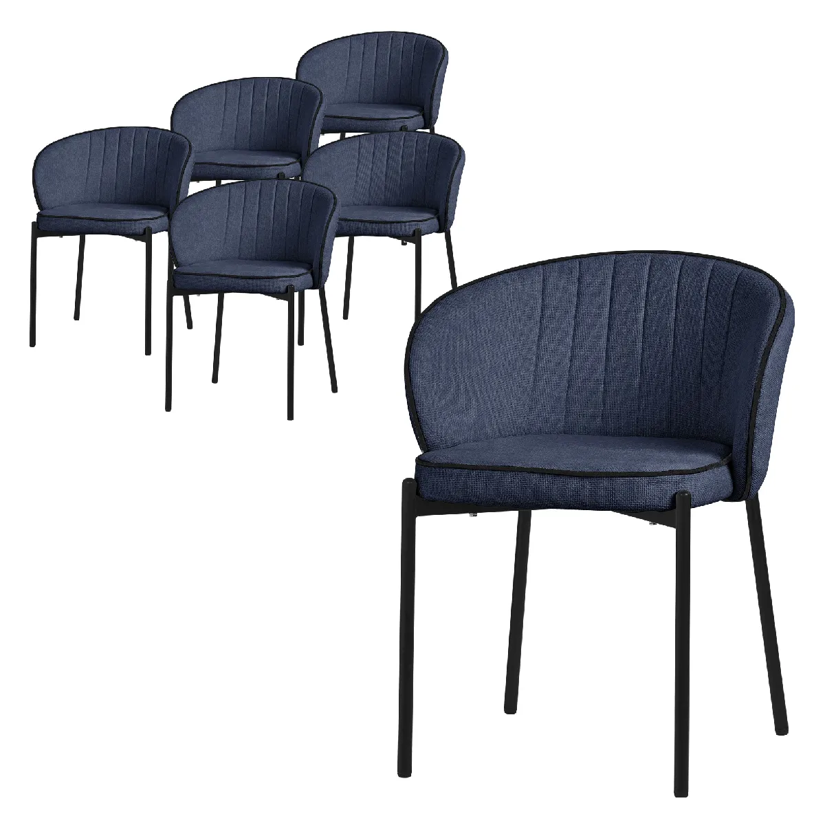 Set de 6 chaises de salle à manger assise en tissu et corps en métal - vue 4