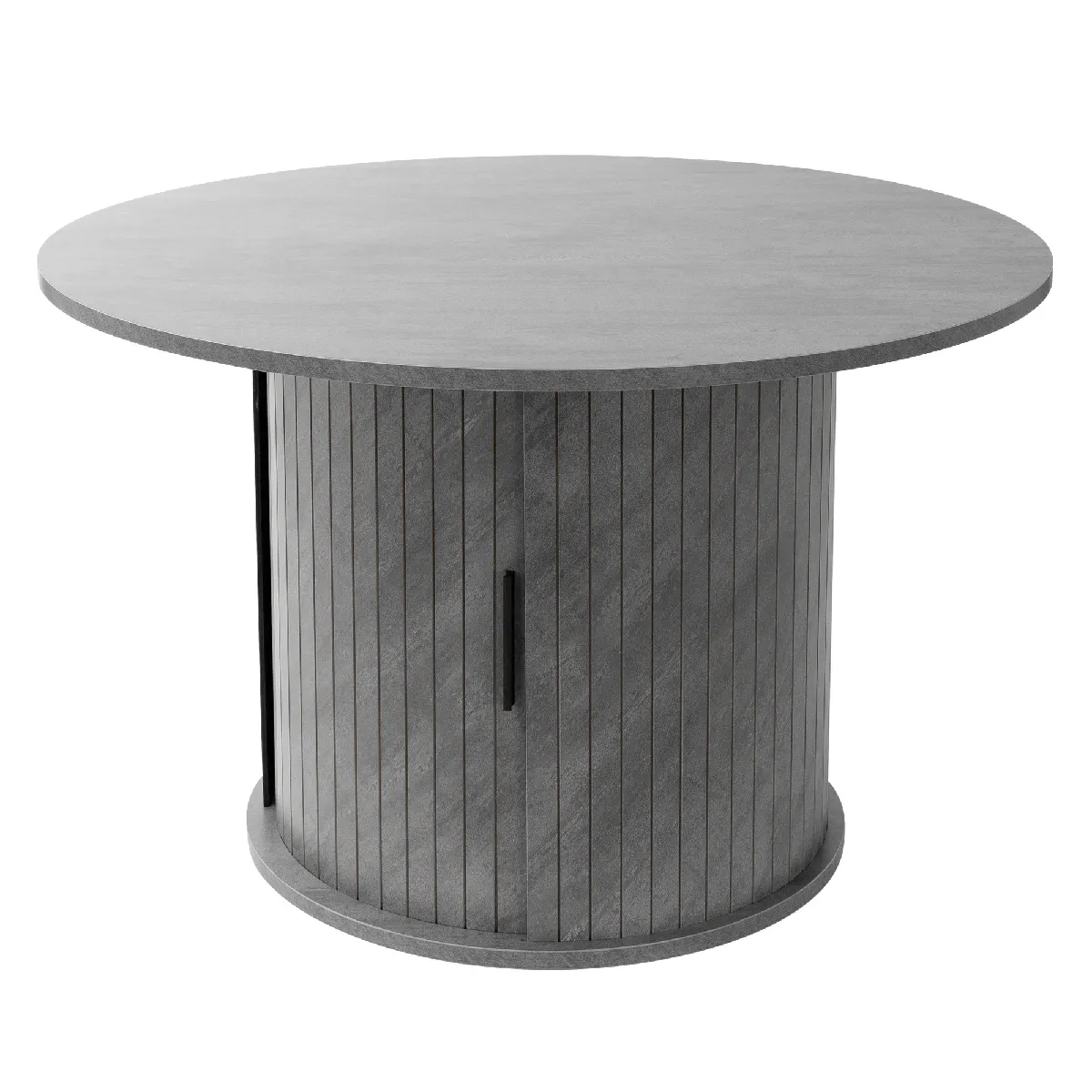 Comparer les prix de Table basse ronde 80 cm porte coulissante aspect béton avec espace de rangement