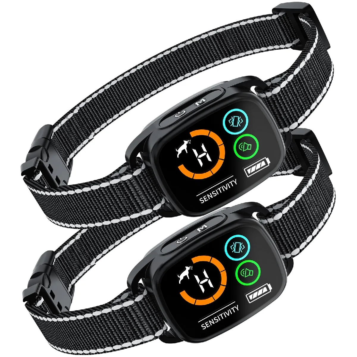 2pcs Collier Anti Aboiement Chien Automatique 3 Modes Son/Vibration/Vibration forte [Sans Choc] Détection Intelligente Étanche IP67
