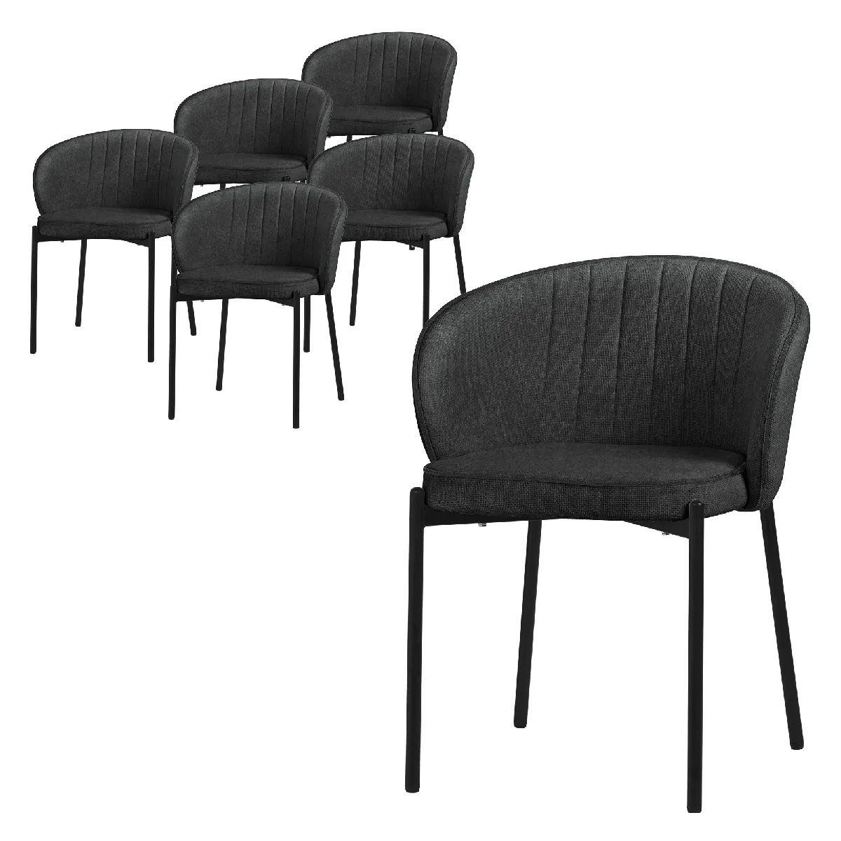 Set de 6 chaises de salle à manger assise en tissu et corps en métal - vue 5