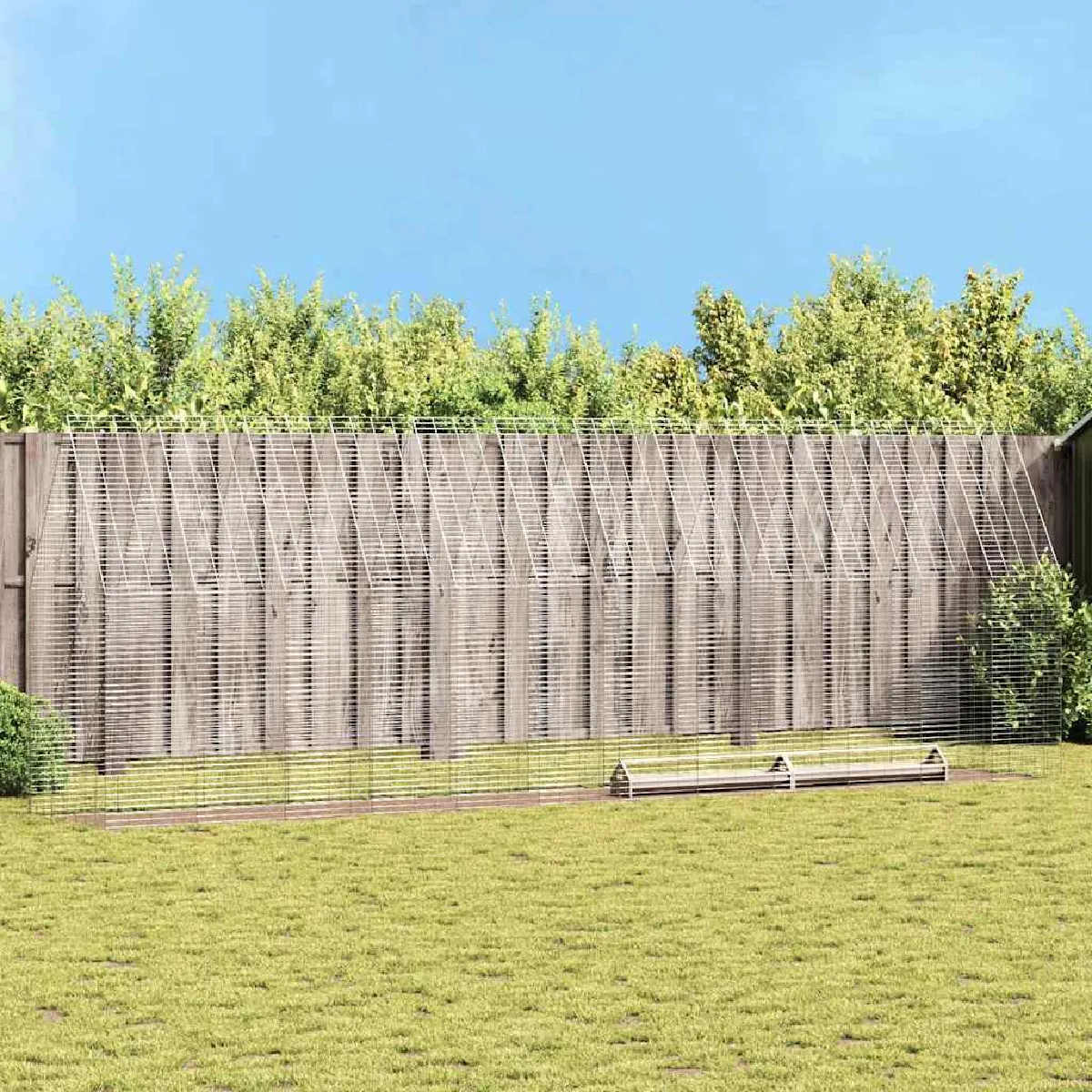 vidaXL Cage à poules 2 pcs 600 x 100 x 210 cm Acier galvanisé - vue 2