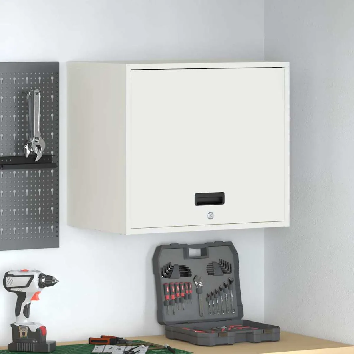 Armoire murale en acier vidaXL 60x40x53 cm 1 compartiment Montage mural Acier revêtu de - vue 2