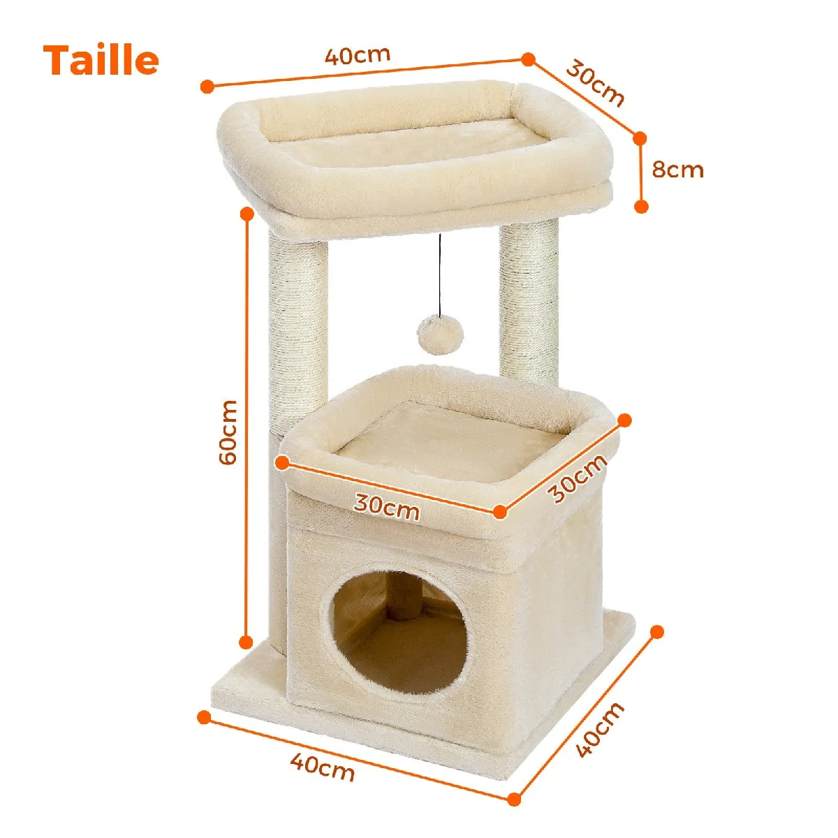 Meilleurs prix pour Petit Arbre à Chat avec Perchoir XL 70 cm Beige