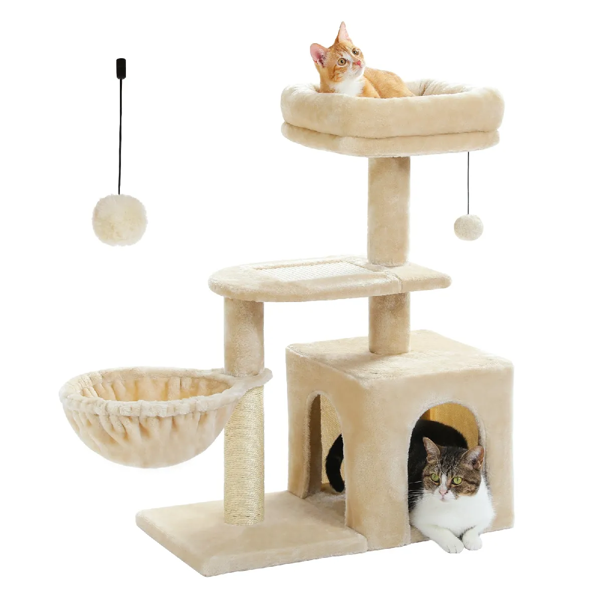 Comparer les prix de Arbre à Chat pour Chaton Hamac & Niche 80 cm Beige