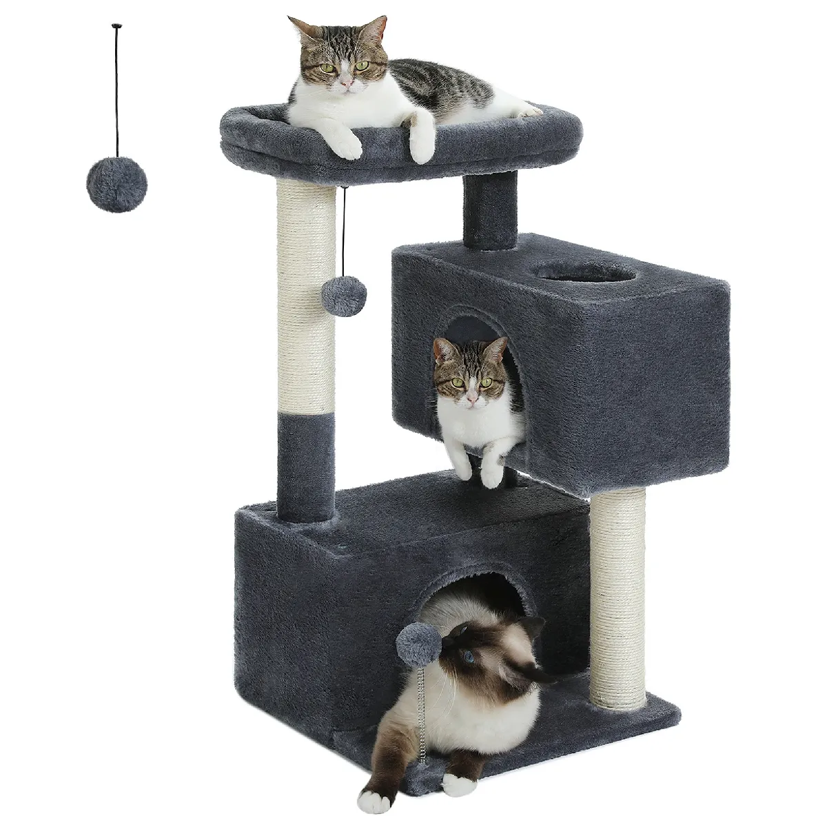 Meilleurs prix pour Arbre à Chat Compact avec 2 Condos 80 cm Gris Foncé