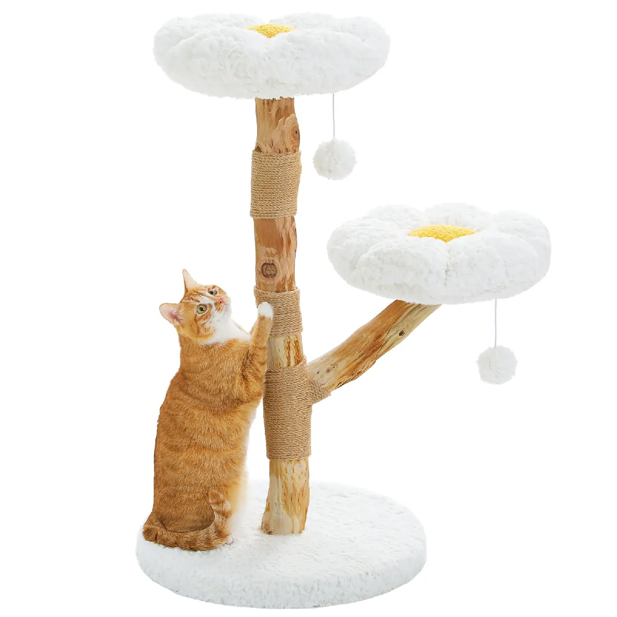 Comparer les prix de Arbre à Chat Bohème Luxueux en Bois Naturel 92 cm