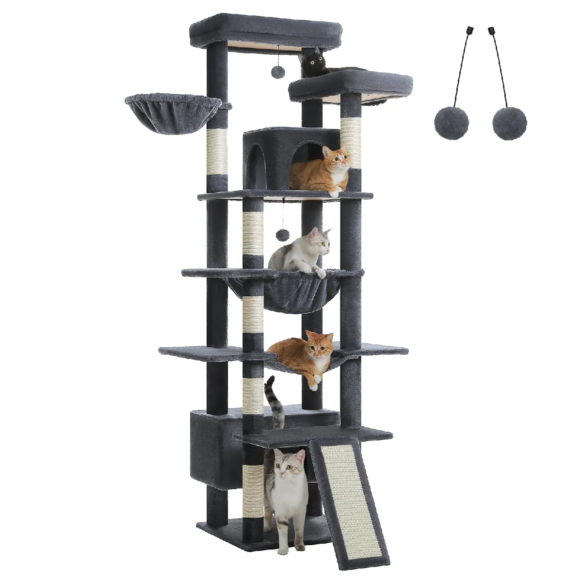Meilleurs prix pour Arbre à Chat Grand Format pour Gros Chats 206 cm Gris Foncé
