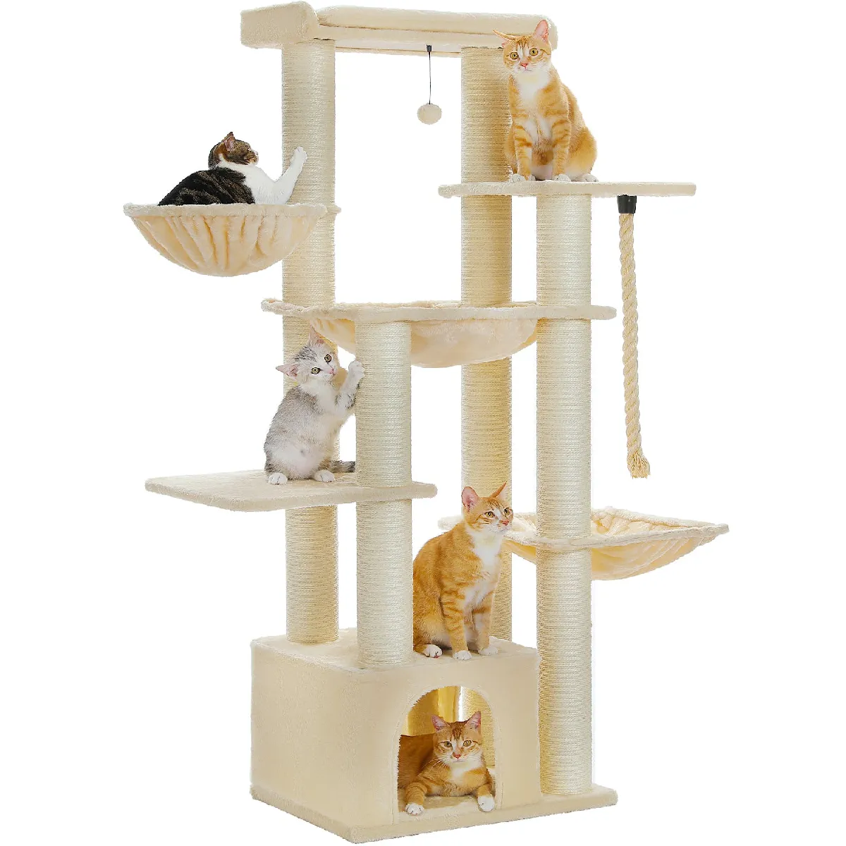 Meilleurs prix pour Grand Arbre à Chat 170 cm avec Griffoirs XXL Beige