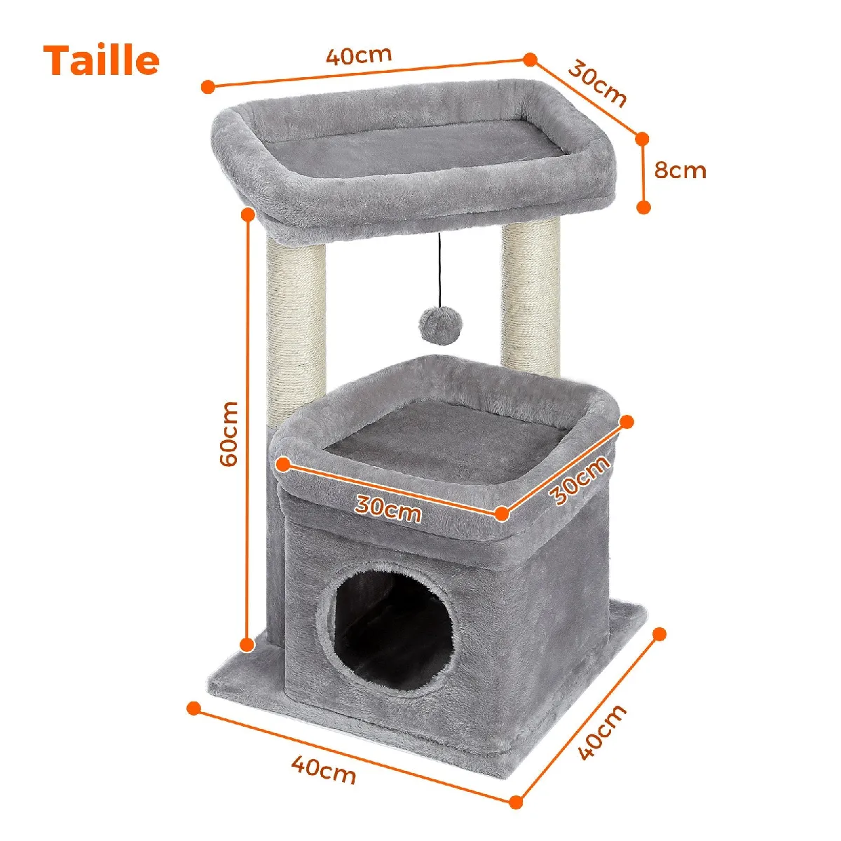 Comparer les prix de Petit Arbre à Chat avec Perchoir XL 70 cm Gris