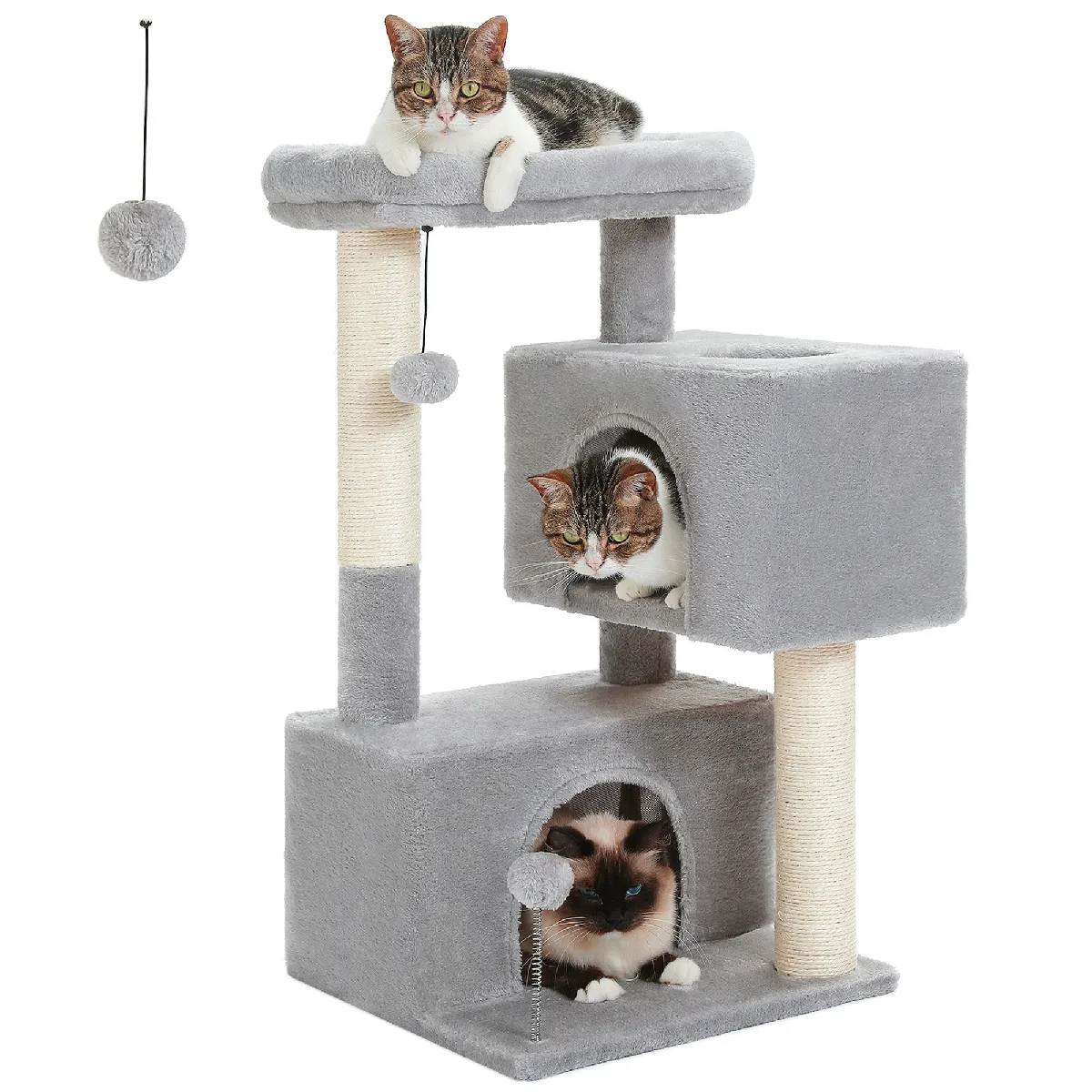 Meilleurs prix pour Arbre à Chat Compact avec 2 Condos 80 cm Gris