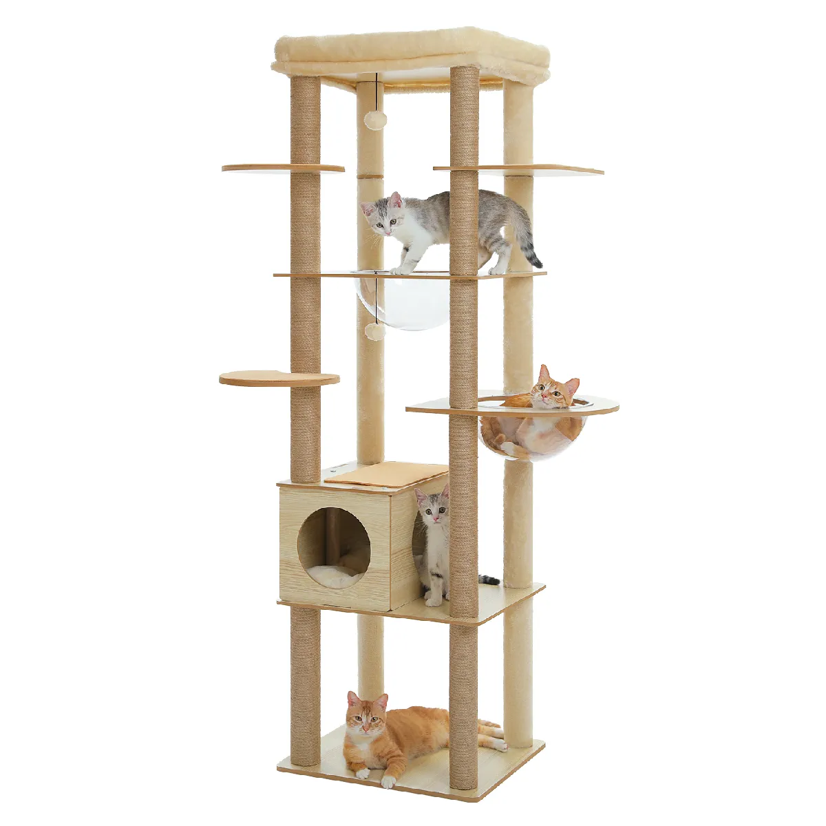 Arbre à Chat en Bois 180 cm pour Grands Chats