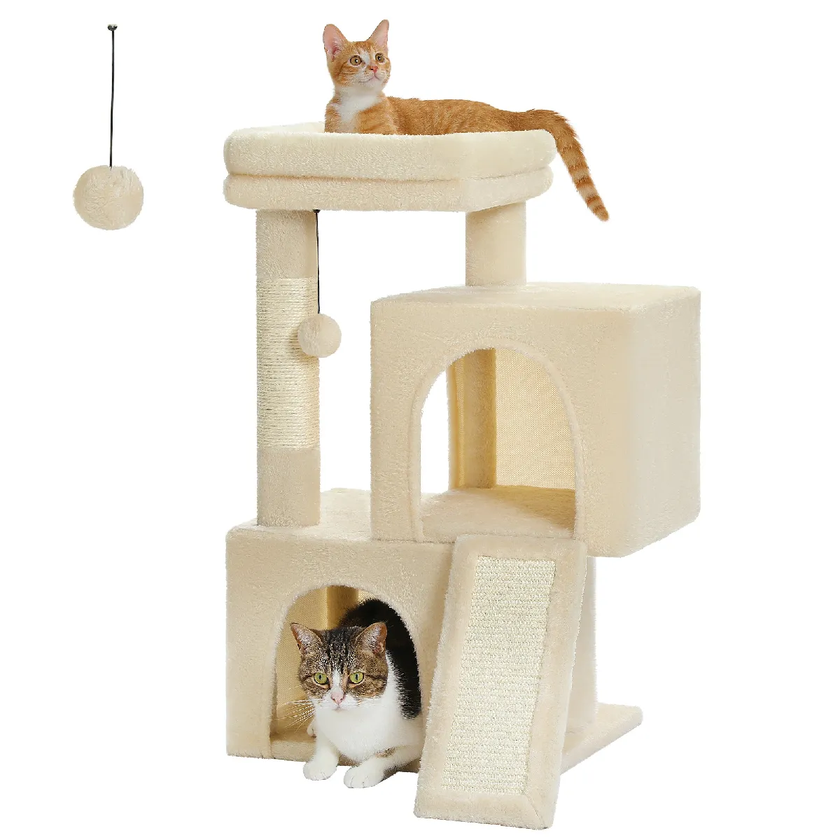 Meilleurs prix pour Petit Arbre à Chat 2 Niveaux 77 cm Beige