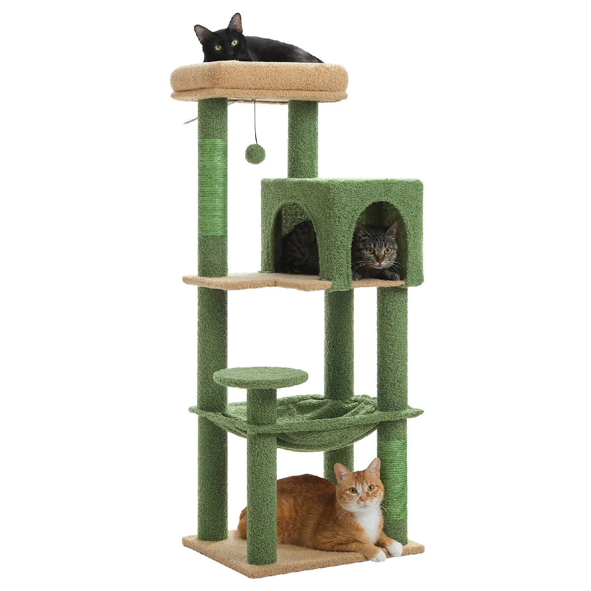 Comparer les prix de Arbre à Chat 116 cm avec Hamac et Maison Vert M