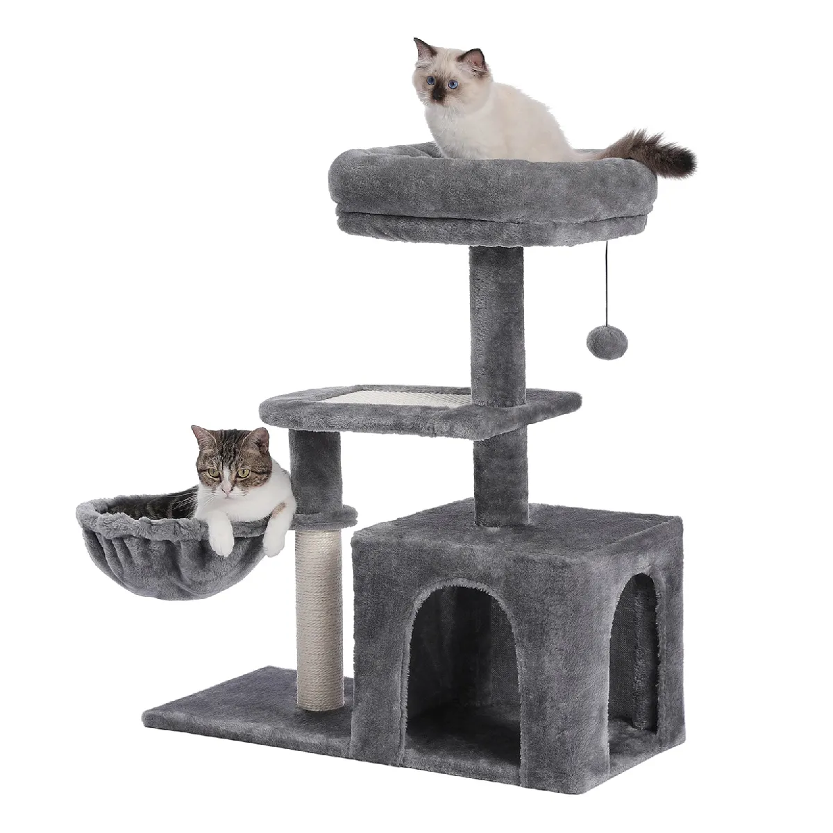 Meilleurs prix pour Arbre à Chat pour Chaton Hamac & Niche 80 cm Gris