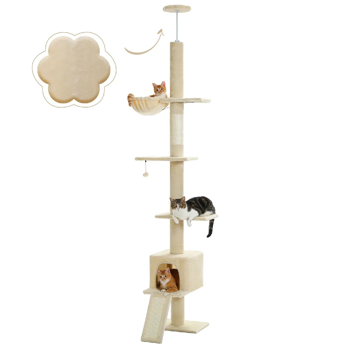 Comparer les prix de Arbre à Chat Réglable en Hauteur 216-273 cm Beige