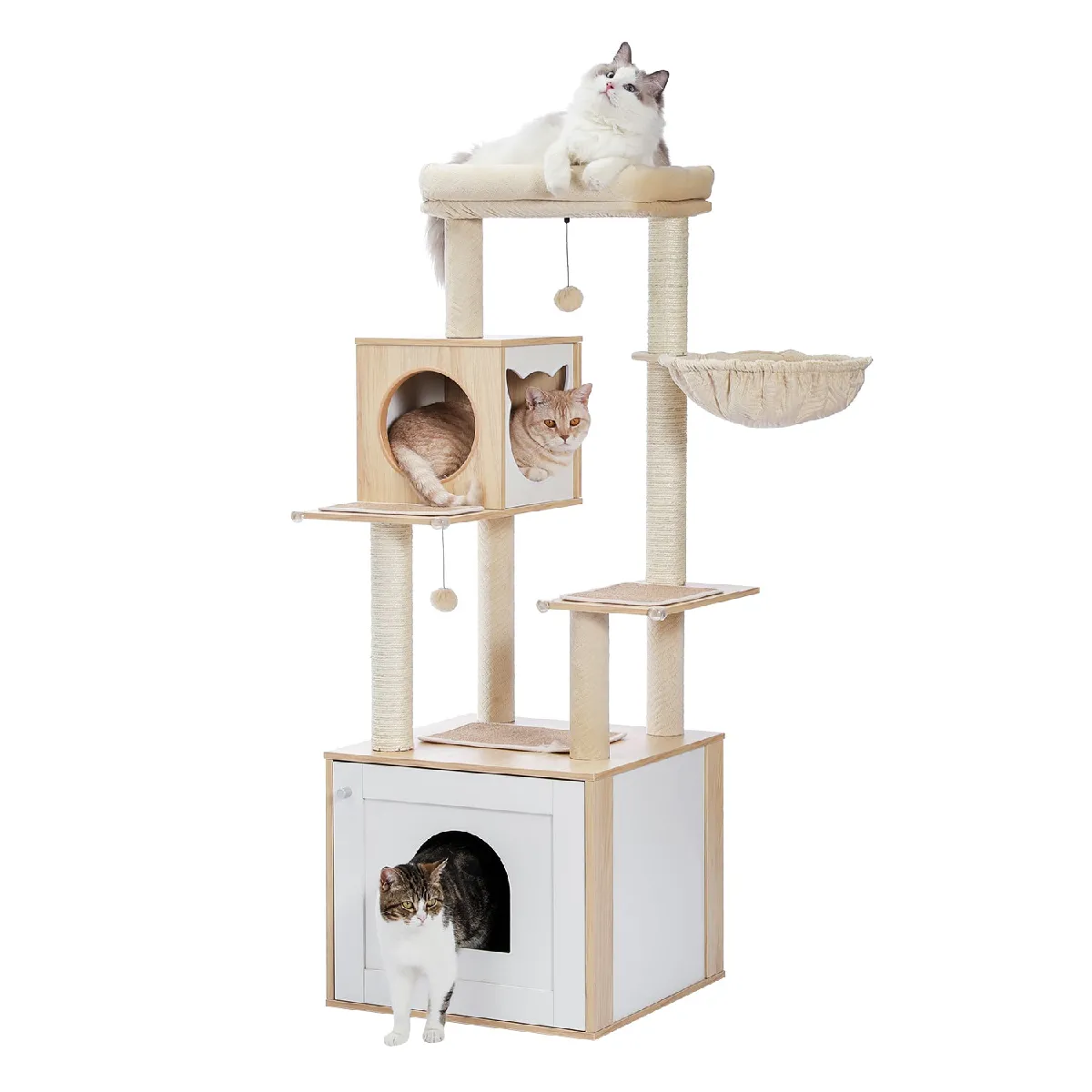 Meilleurs prix pour Arbre à Chat Moderne en Bois 144 cm Beige