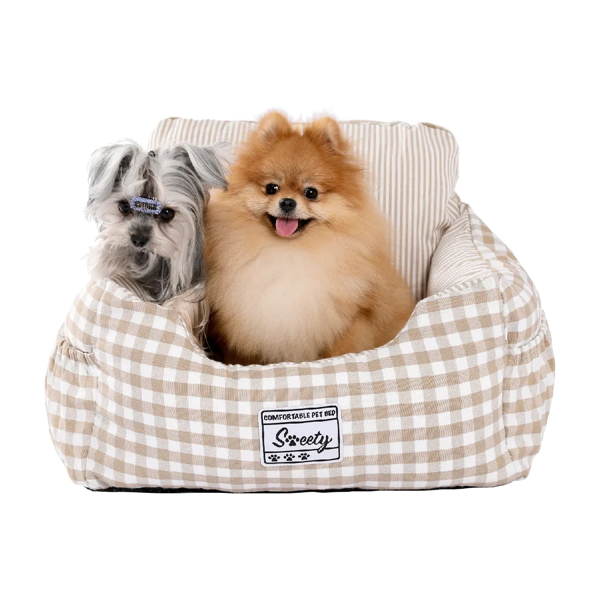 Comparer les prix de Siège Auto pour Chien Sécurisé 50 × 40 × 35 cm Beige