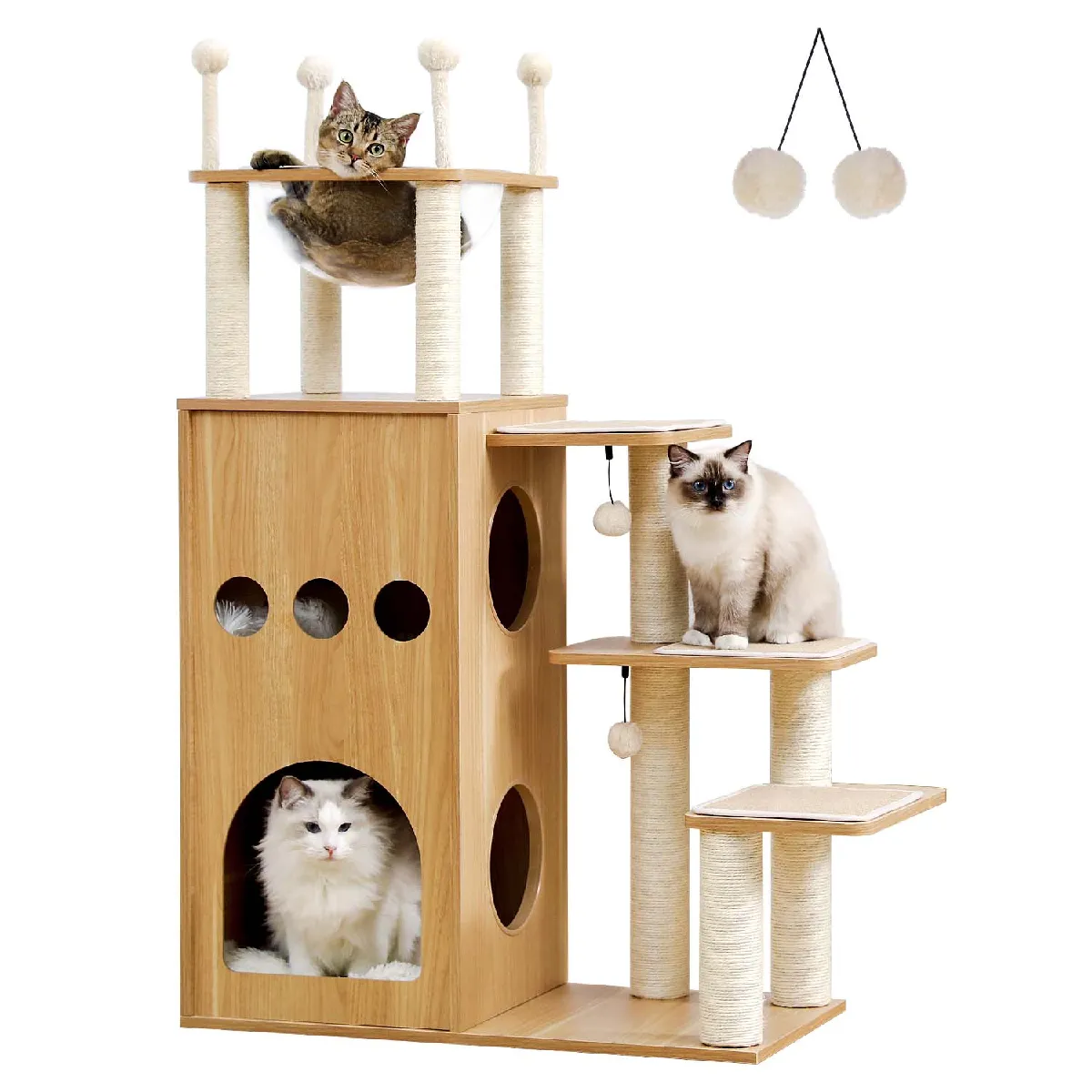 Meilleurs prix pour Arbre à Chat Luxueux en Bois 130 cm Beige