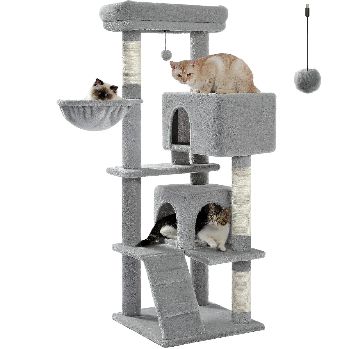 Meilleurs prix pour Arbre à Chat Classique 143 cm avec 2 Condos Gris