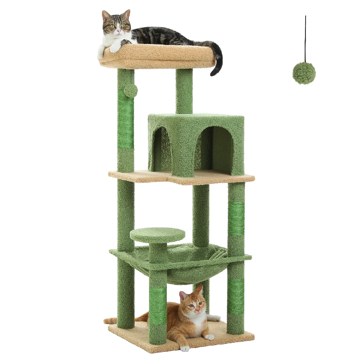 Arbre à Chat 116 cm avec Hamac et Maison Vert M