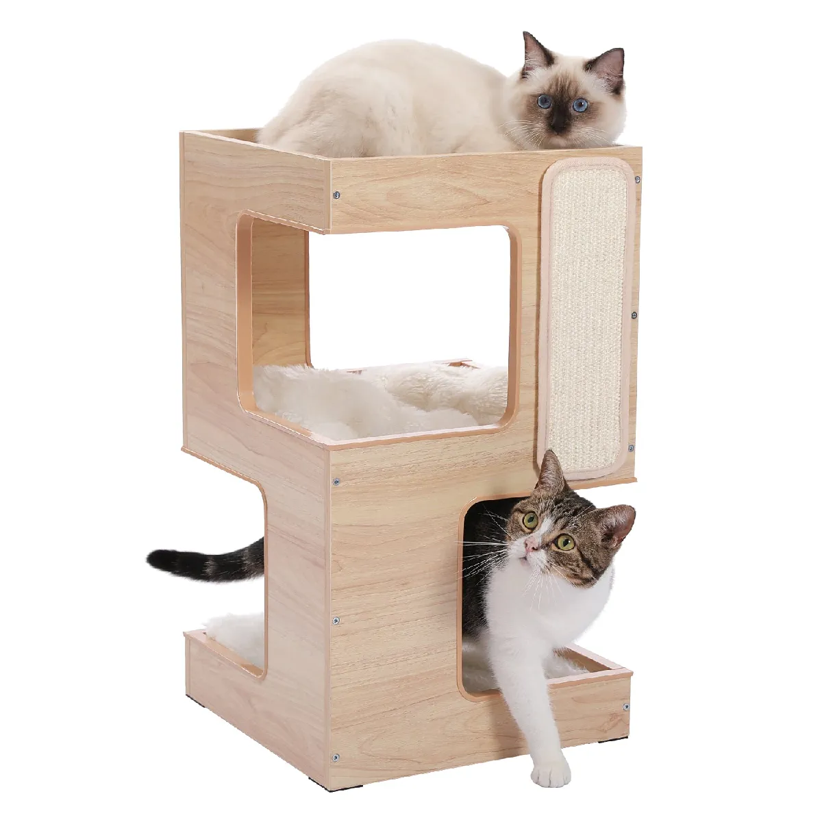 Meilleurs prix pour Arbre à Chat en Bois à Deux Niveaux Beige